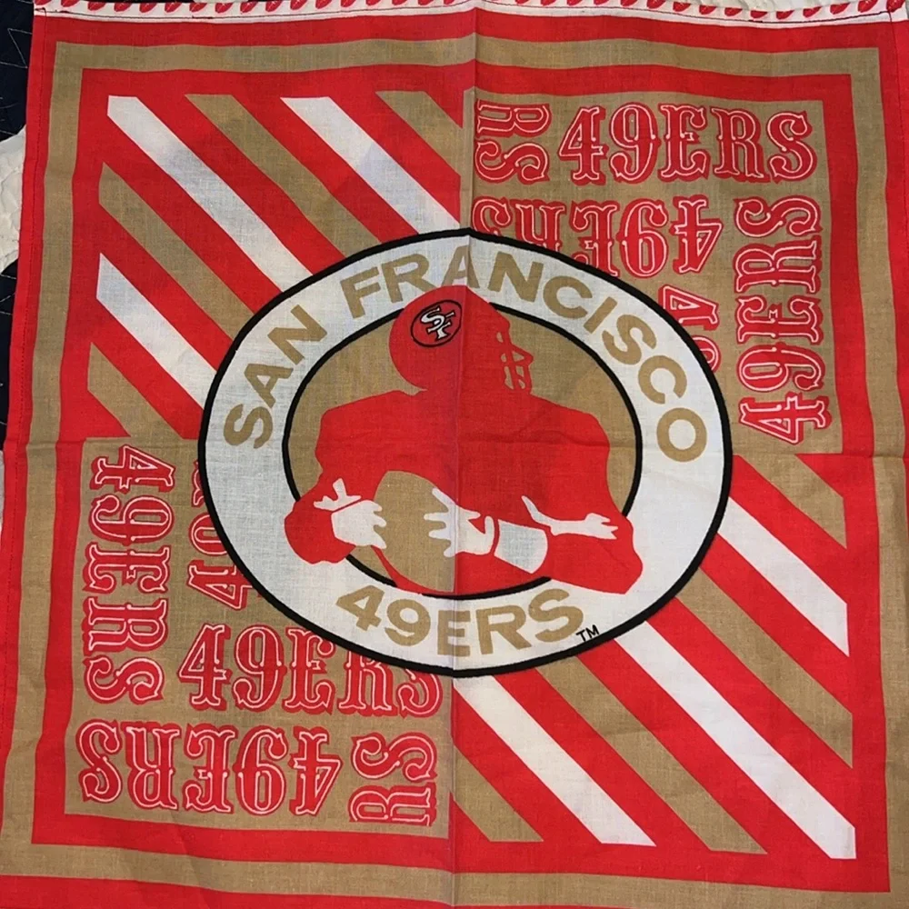 Deadstock Vintage 90s San Francisco 49ers Red and Gold Bandana 16”